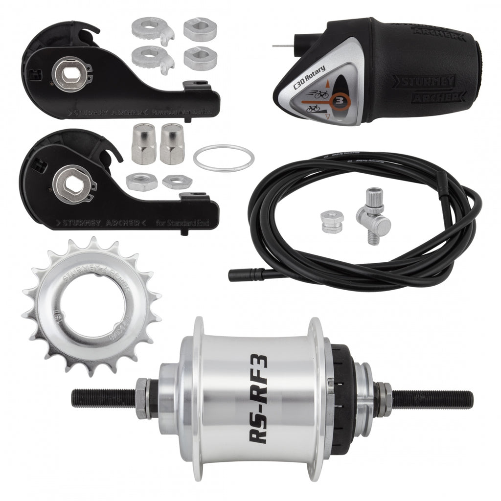 HUB RR S/A 3sp RSRF3 36 SL w/TRIM KIT/TWIST-SHIFTER TSC30 129/185mm ROTARY