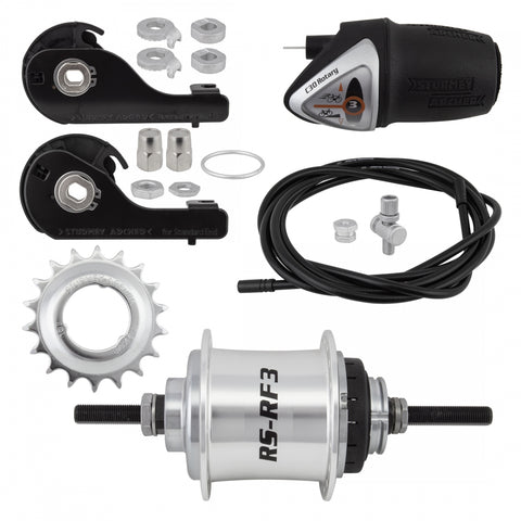 HUB RR S/A 3sp RSRF3 36 SL w/TRIM KIT/TWIST-SHIFTER TSC30 129/185mm ROTARY