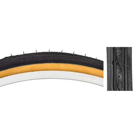 TIRE SUNLT 26x1-3/8 BK/GM RD K40 WIRE