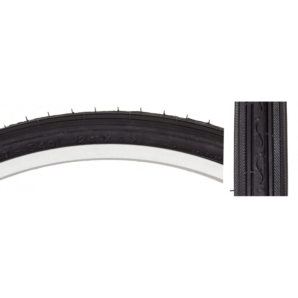 TIRE SUNLT 24x1-3/8 BK/BK RD K40 WIRE