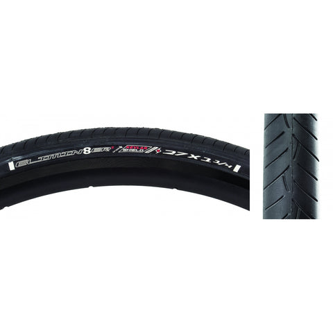 TIRE SUNLT 27x1-1/4 BK/BK FLATSHLD WIRE BELTED