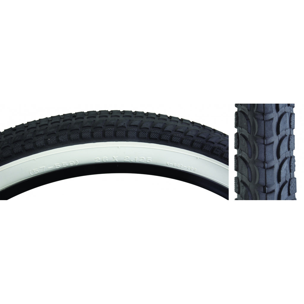 TIRE SUNLT 26x2.125 BK/WH CRUISER K927w/SUN LOGO KOMFORT WIRE