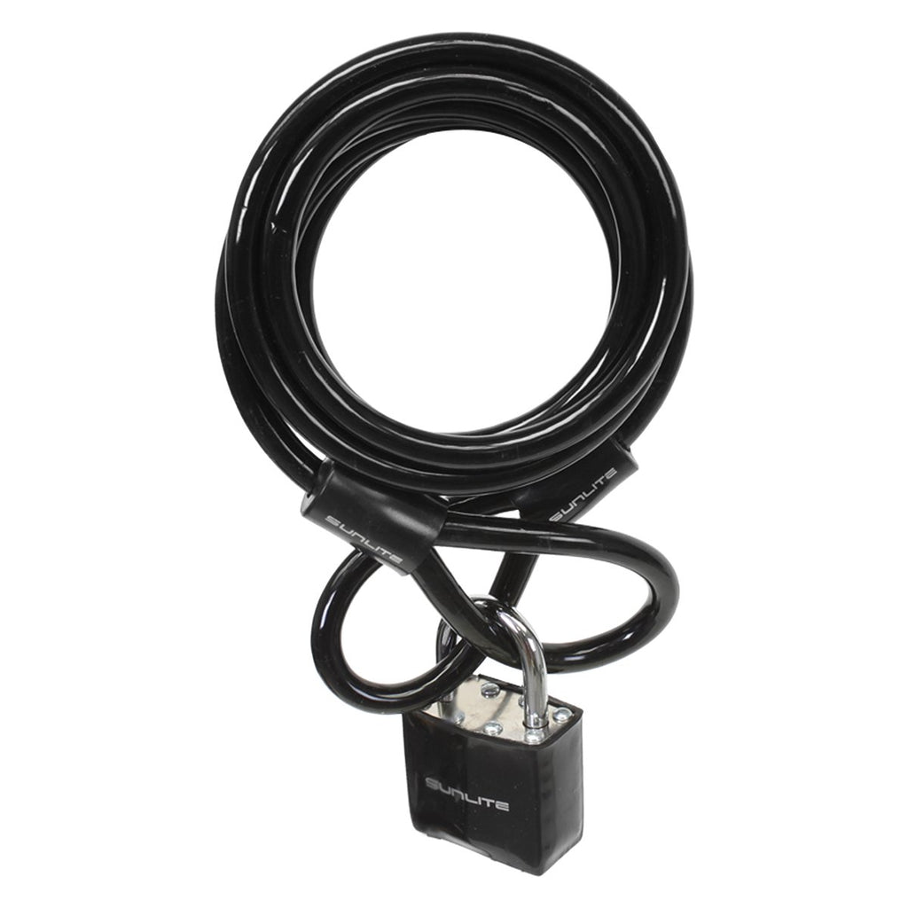 LOCK SUNLT CBL 8mmx6f W/PAD-KEY COIL BLK