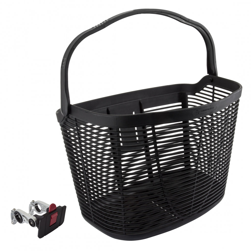 BASKET SUNLT FT PLASTIC Q/R BK w/HANDLE 22.2/31.8 w/DLX ALY BRACKET