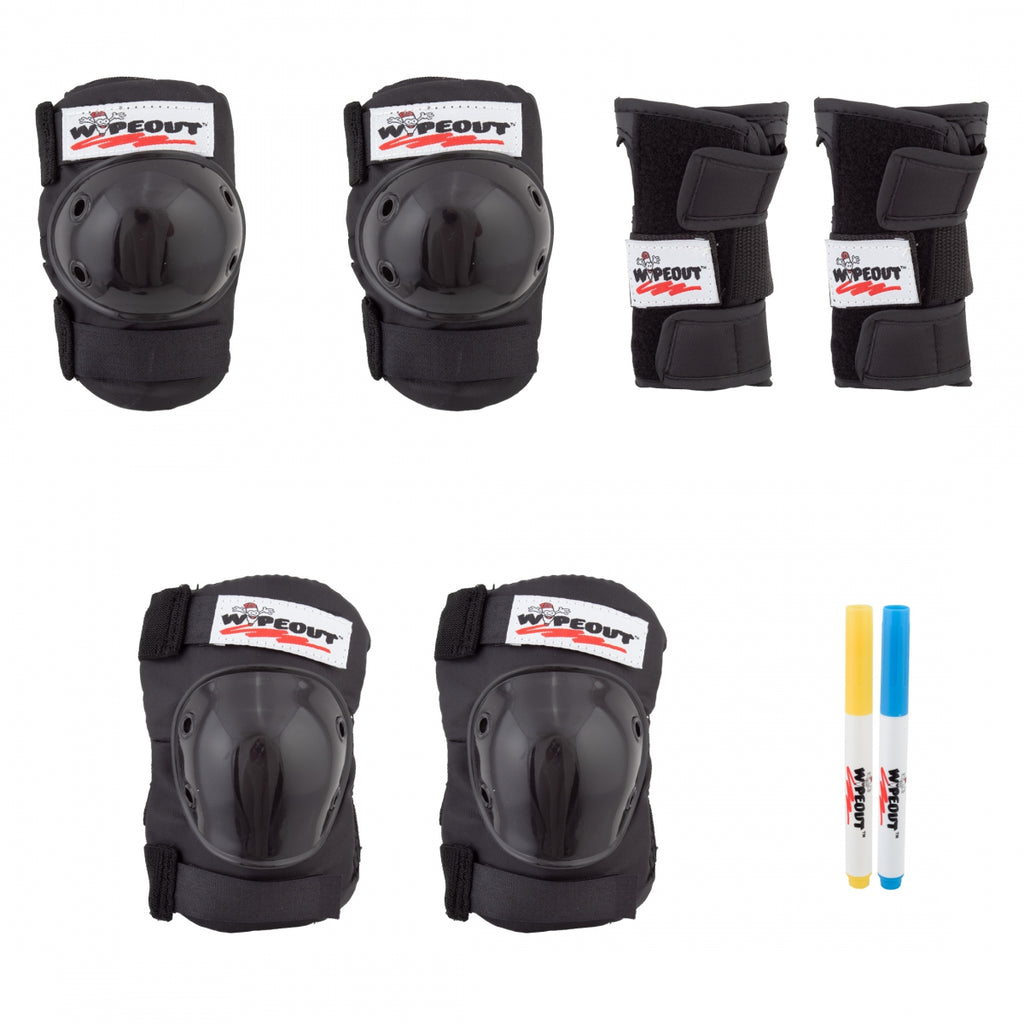 PAD SET TRIPLE8 WIPEOUT ELBO/KNE/WRST YOUTH-MD BK