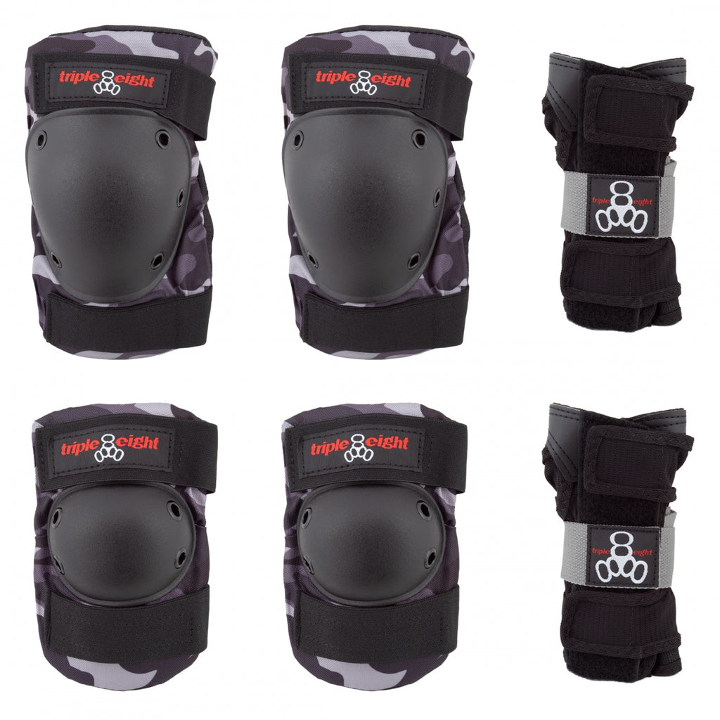 PAD SET TRIPLE8 SAVER-3 ELBO/KNE/WRST LG CHARCOAL CAMO