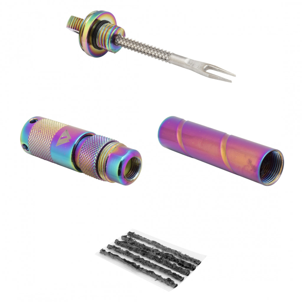 PATCH KIT KOM TUBELESS TIRE REPAIR PLUG KIT w/Co2 ADPTR ALY IRID