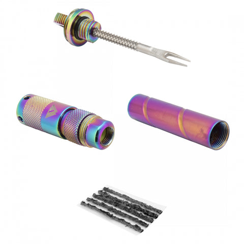 PATCH KIT KOM TUBELESS TIRE REPAIR PLUG KIT w/Co2 ADPTR ALY IRID