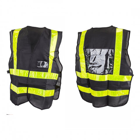 SAFETY VEST SUNLT REFLECTIVE DELIVERY w/ID &LOGO HOLDER BK/GN