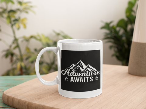 Adventure Awaits Camping Mountains Coffee Mug Gift 11 oz. Coffee Cup