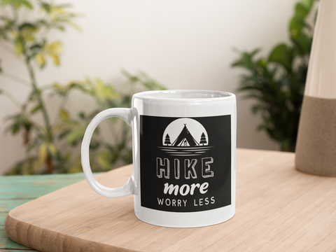 Hike More Worry Less Camping Coffee Mug Gift 11 oz. Coffee Cup